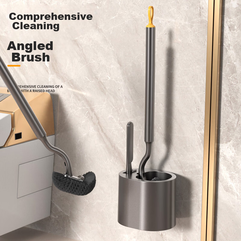 Aimeiya Thickened Long Handle No-Drill Toilet Brush Multi-Functional Cleaning Brush with Base for Home and Hotel