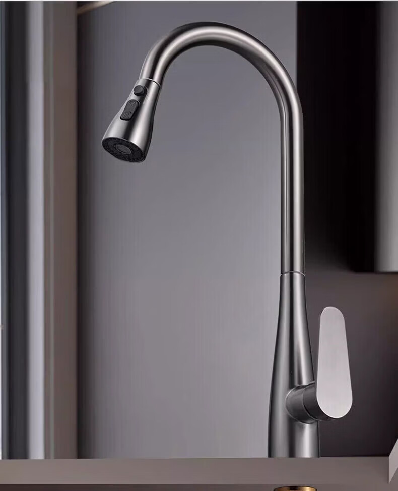 Rosecret [Seiko] All-Copper Kitchen Faucet with Hot and Cold Dual Temperature, Three-Function Pull-Out Spray Sink Faucet 11