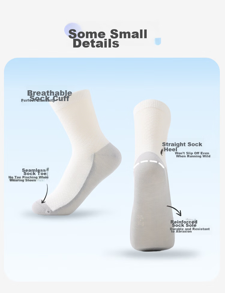 Jiusuiban 7A Antibacterial Children's Socks Unisex Spring Summer Breathable Mesh Short Cotton Socks White Sports Mid-Calf School Socks 9