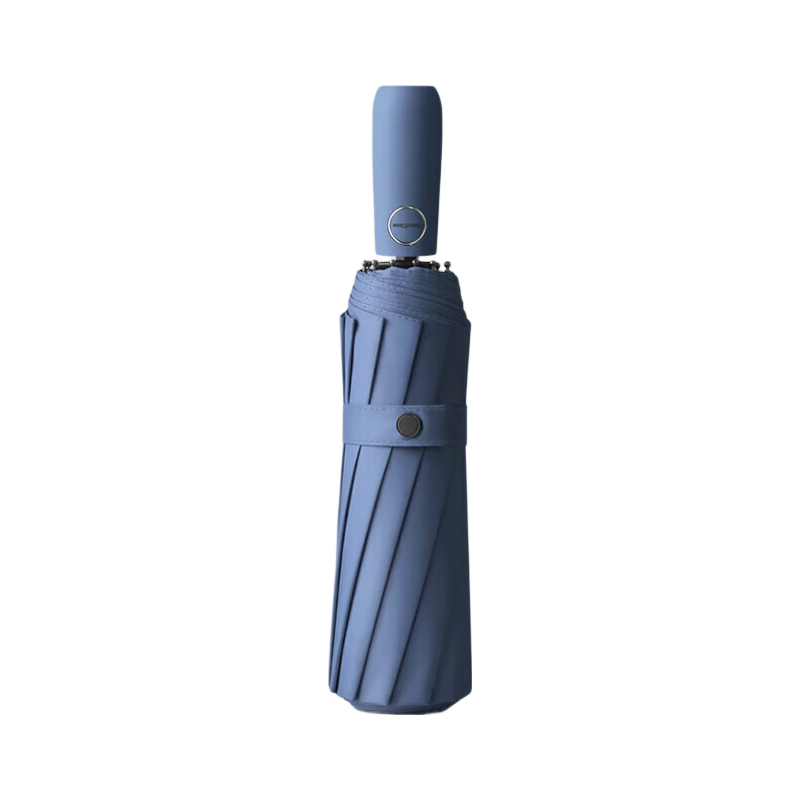 MAYDU Fully Automatic Umbrella, Three-Fold, 12 Ribs, M3326 Smog Blue