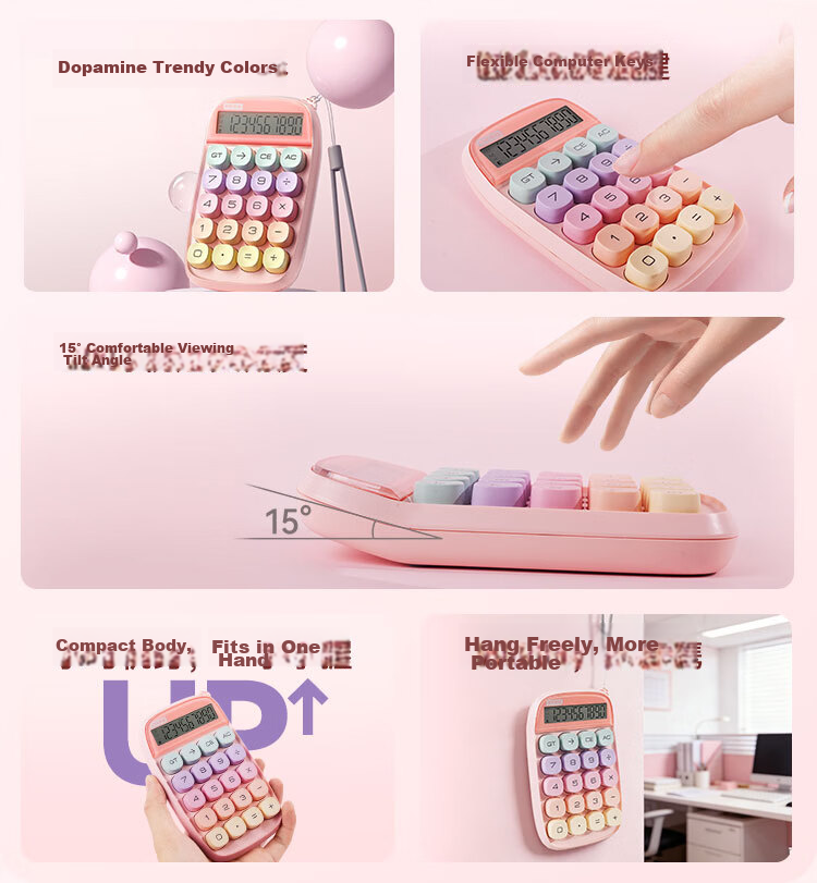 JD Jingdong Dopamine Voice Calculator Real Voice Pink Computer Key Voice High-Value Cute Student Calculator Accounting Office Horizontal JD3600 2