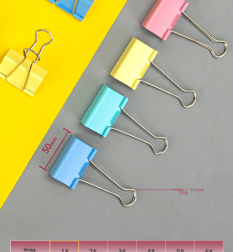 Deli 12pcs 50mm Colored Large Metal Binder Clips #1 Document Paper Clips Office Supplies TP201 5