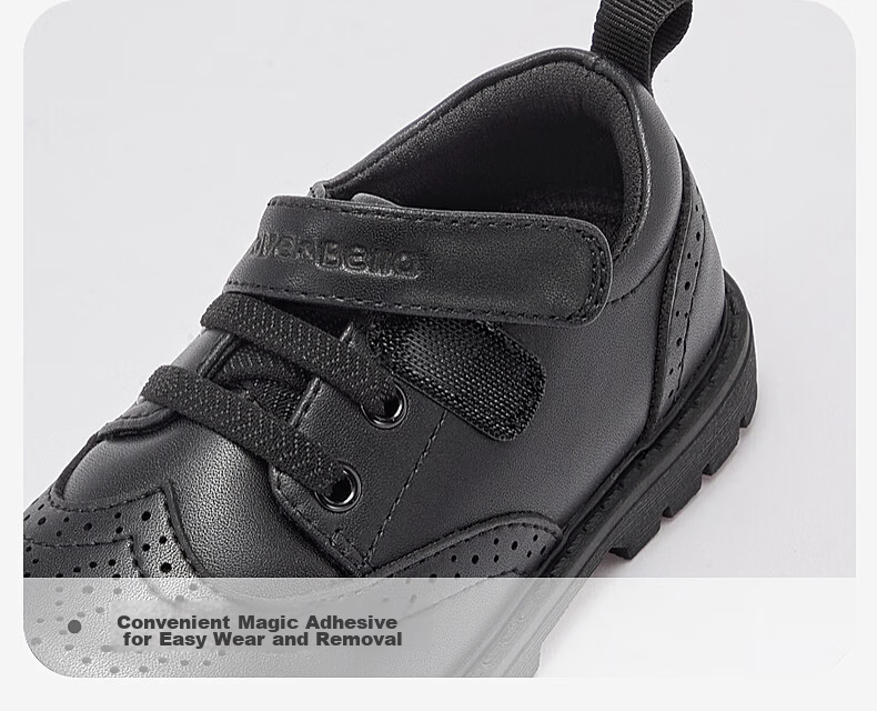 DAVE & BELLA Children's Academy Gentleman Style Leather Shoes Boys Autumn Non-slip Black Shoes for Older Kids 10