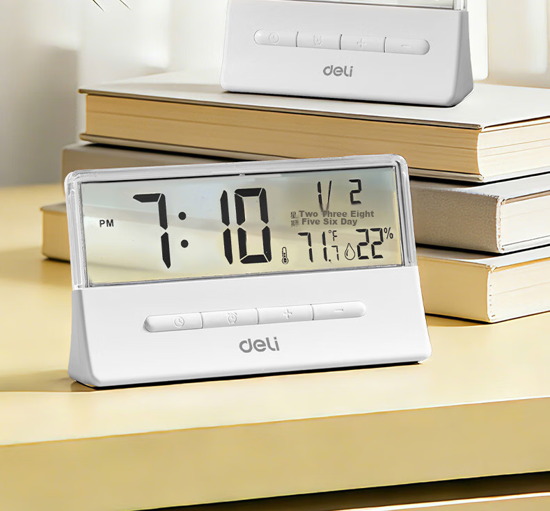 Deli Electronic Alarm Clock Backlight Large Bell Smart Home Student Multifunctional Thermometer Large Screen Bedside Clock Back to School Essential - LE122 Gift 2
