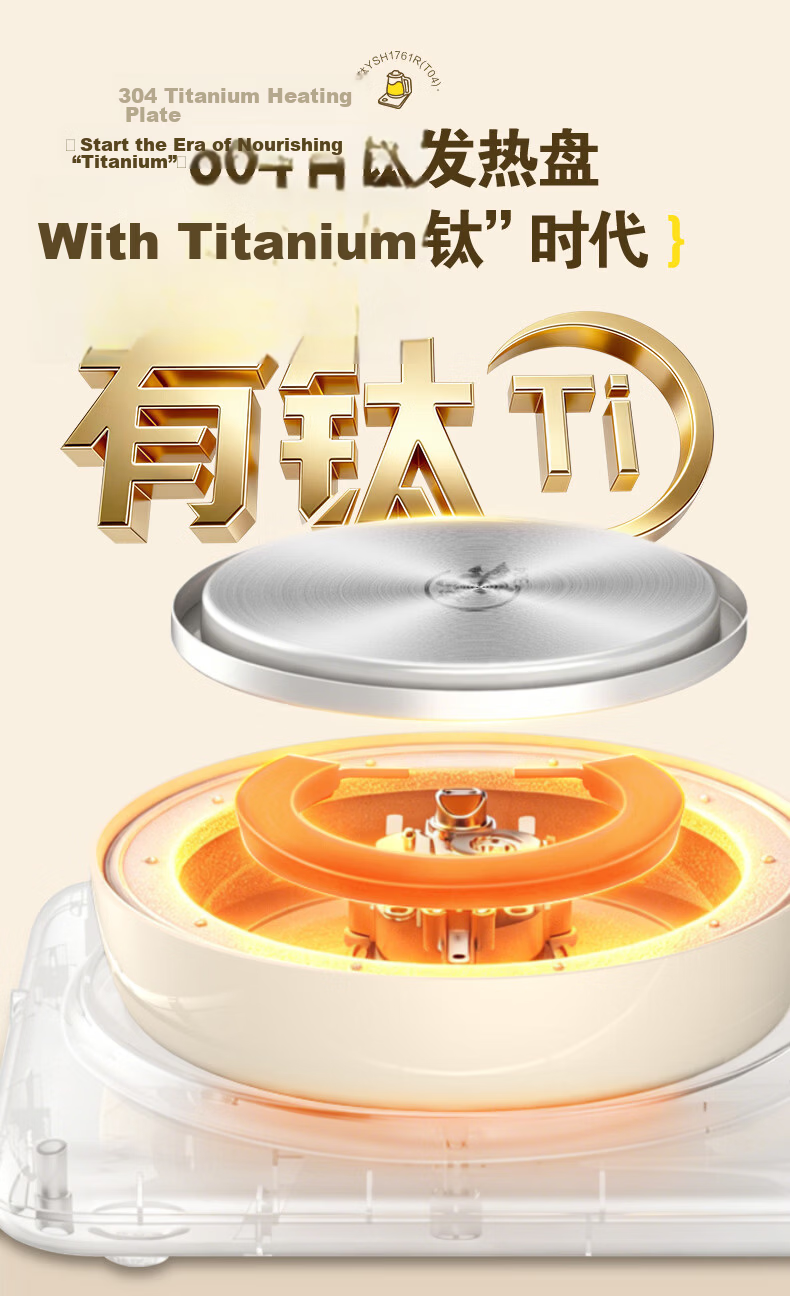 Royalstar Health Pot Electric Kettle Temperature Control Kettle Electric Water Boiler Office Home Tea Kettle with Titanium Coating Insulation Integrated YSH1761R (T04) 5
