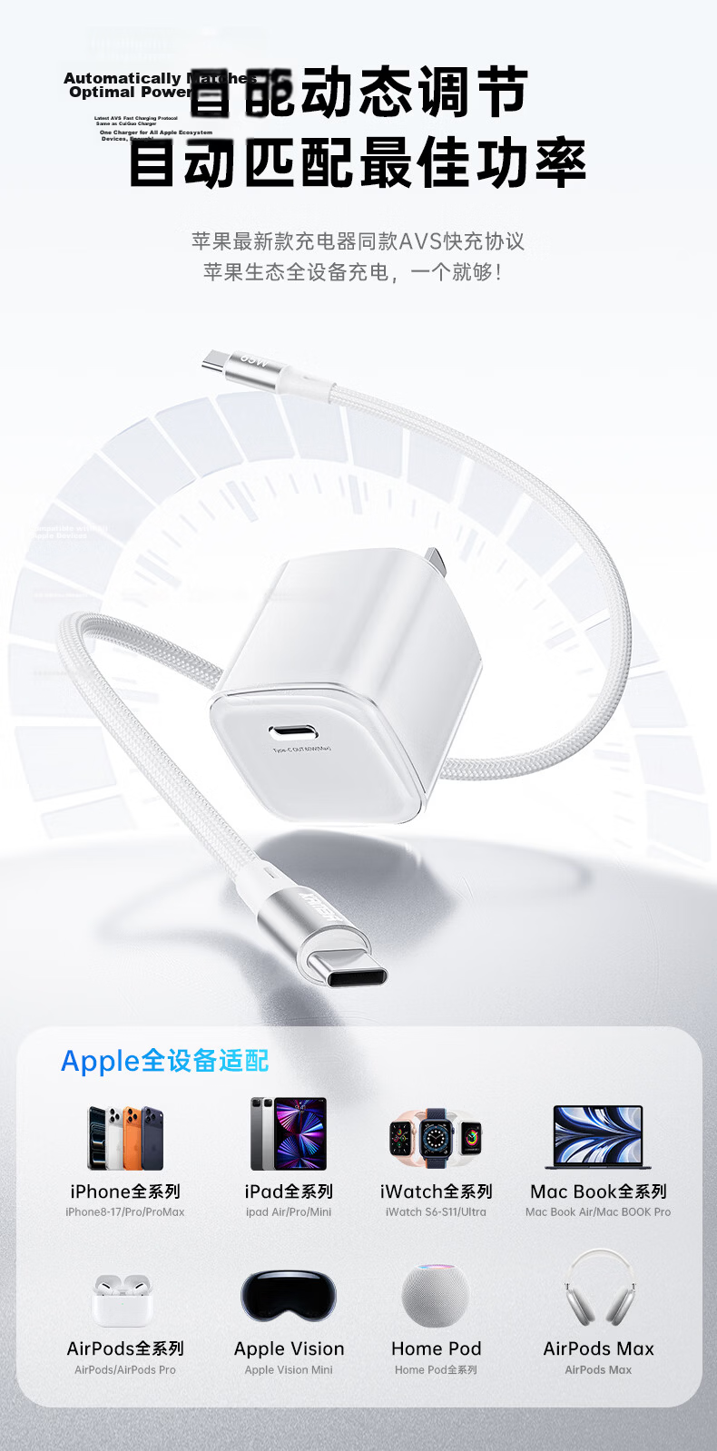 REMEX (REMAX) Small Ice Charger [AVS Protocol], Apple 17 Charging Head, 45W Gallium Nitride Charger, Apple Phone 40W Fast Charging, Suitable for IPhone 17 Pro/16, Compatible with Huawei Set 12
