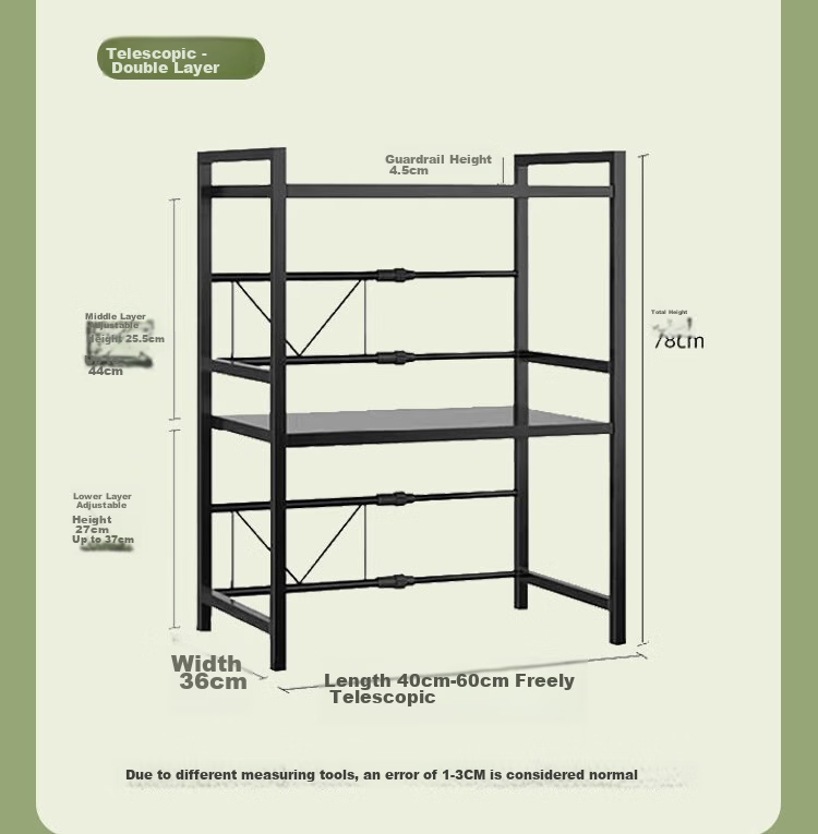 Anerya Kitchen Corner Microwave Storage Rack Iron Shelf Black Double Layer 13