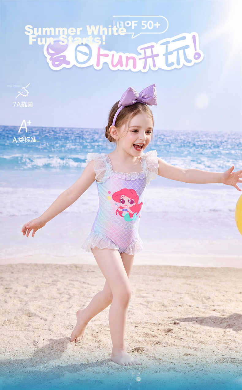 Disney Kids Girls One-Piece Triangle Swimsuit Bathing Suit Toddler Baby Cute Swimwear D36025S2G Pink 130 1