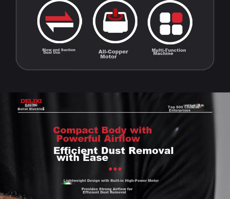 DELIXI Electric Lithium Battery Digital Display Blower Dual-Use High-Power Cordless Blower Dust Collector for Home 4