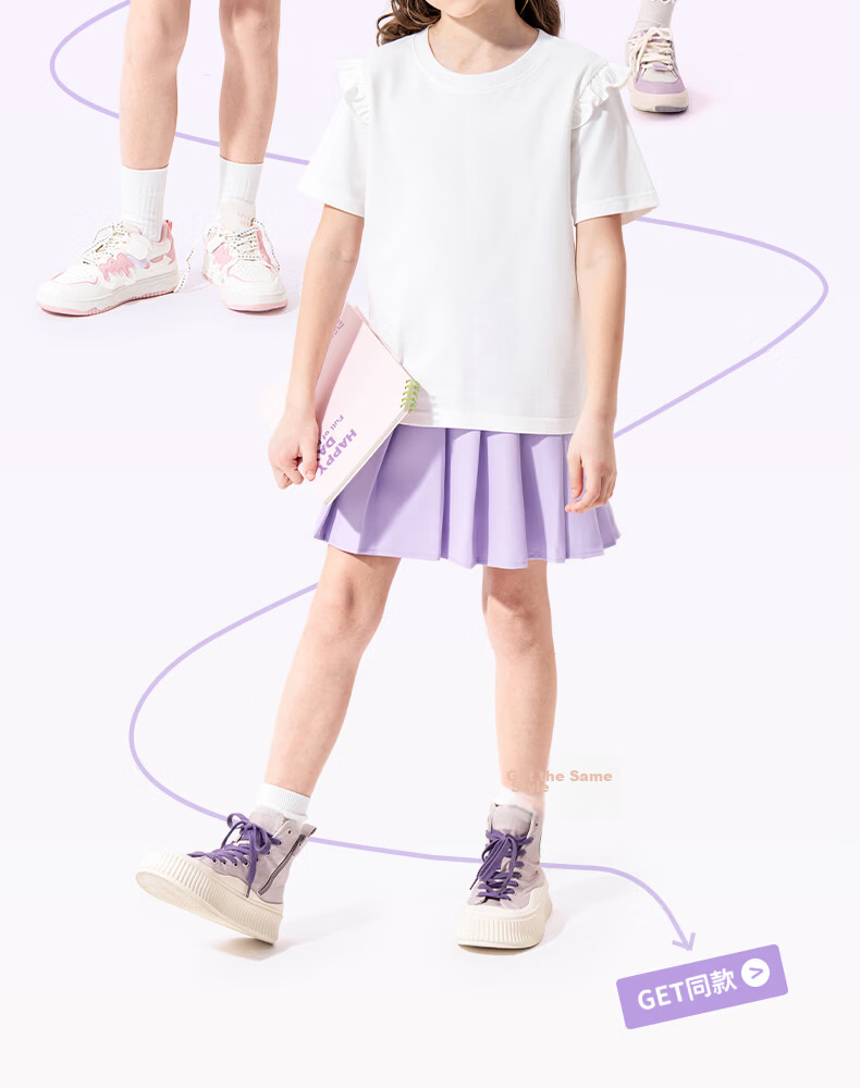 Mark Fairwhale Pleated Skirt Girls Short Skirt School Style Summer 2026 New JK Skirt Children's Sports Skirt White 130 13