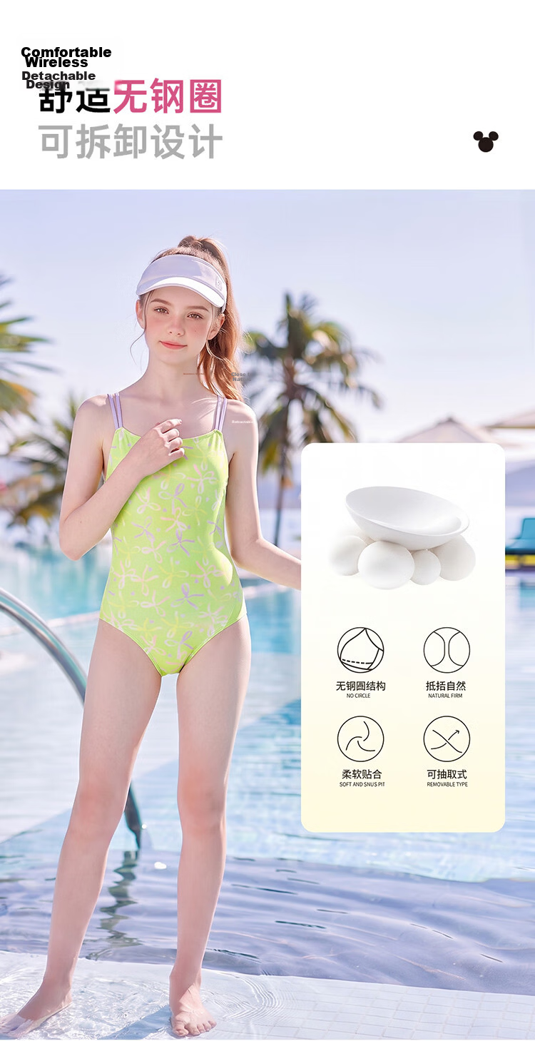Disney Women's Teen Swimwear One-Piece Triangle Racing Swimsuit Adult Swimwear D16026S2F Green M 8