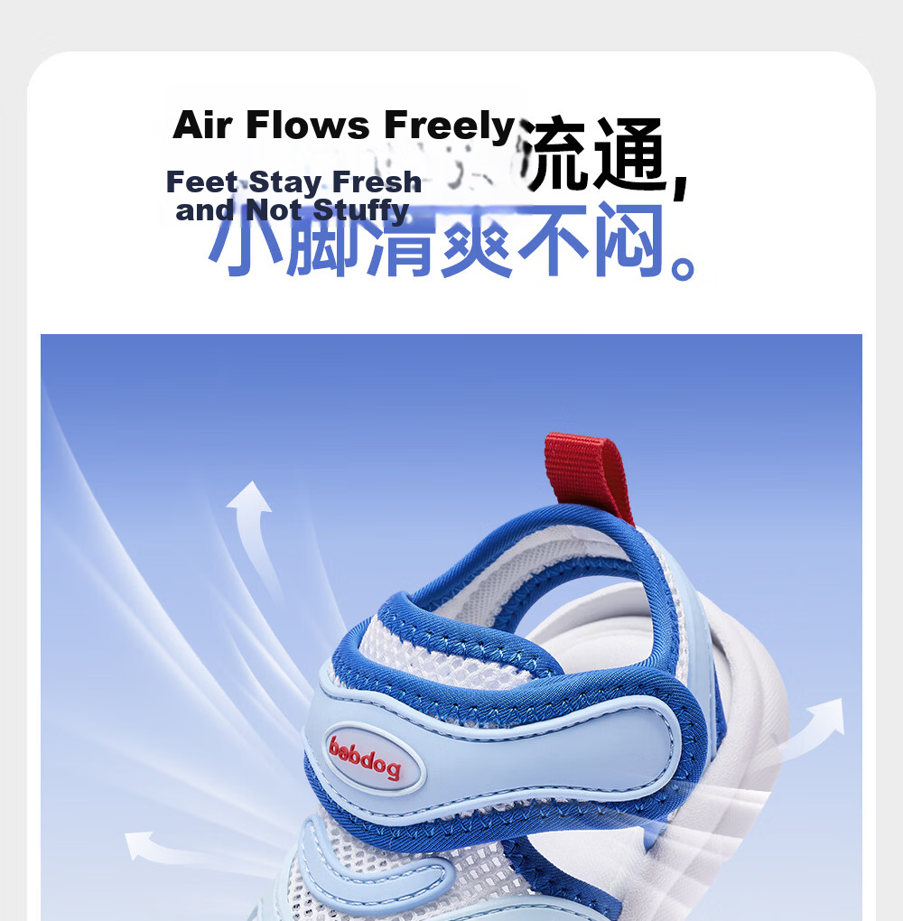 BOBDOG Children's Shoes, Baby Sandals, Toddler Walking Shoes, Summer Style, Soft Sole, Breathable Caterpillar Design, Functional Shoes for Boys And Girls, Blue And White Color, Size 24 8