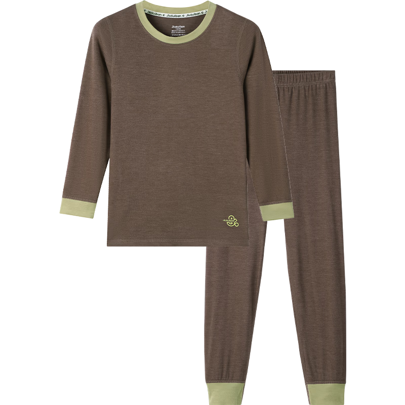 Jiusuiban Children's Thermal Underwear, for Boys And Girls, Autumn And Winter Medium-Thick Fleece-Lined, Contains Wool, Base Layer Cotton Sweater, Youth Sports Autumn Top And Pants