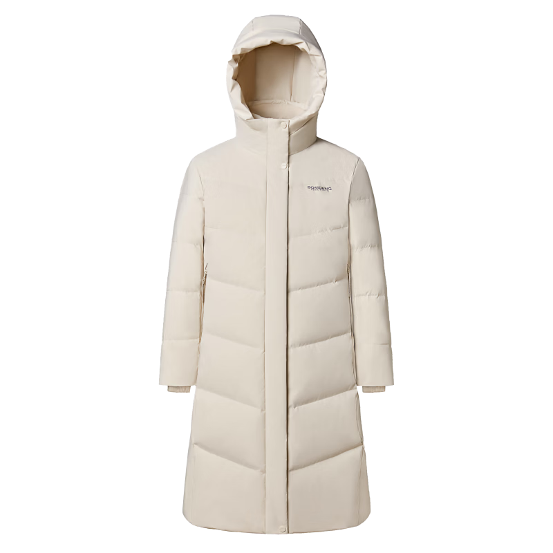 BOSIDENG Women's Off-Season 90% Down Thickened Hooded Loose Mid-Length Casual Warm Coat