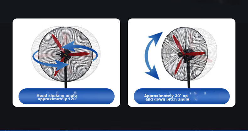 Baijiaming Industrial Floor Fan Powerful Bullhorn Fan High Power Large Airflow Electric Fan for Construction Workshop Factory Commercial Aluminum Magnesium Blades Copper Wire Motor 30 Inch 750mm 8