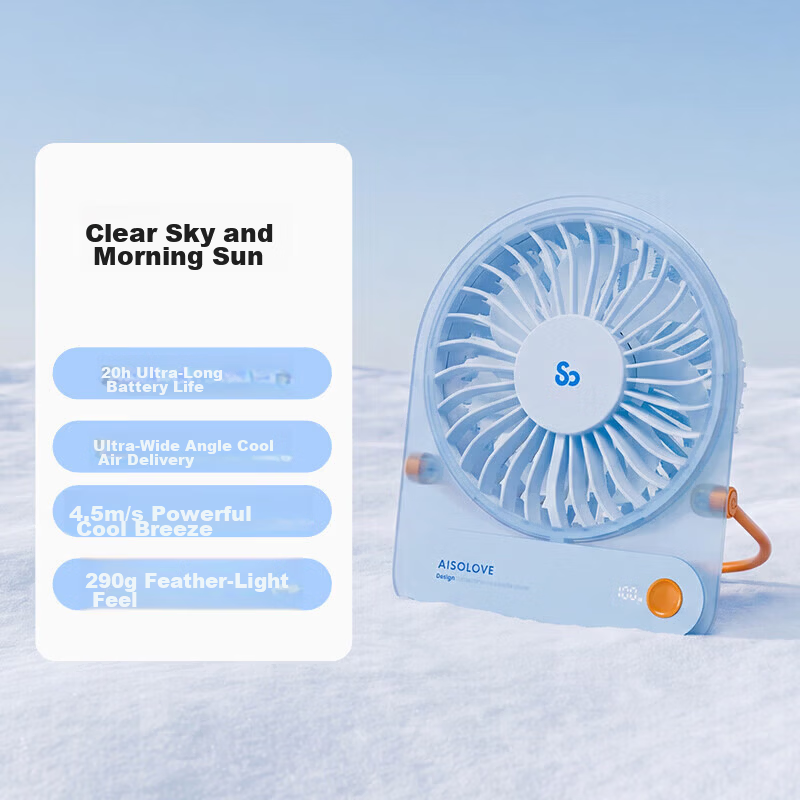 SOLOVE Desktop Mini USB Rechargeable Powerful Office Student Dormitory Small Home Mini Fan Long Battery Life Silent Portable Cooling Device Orange
