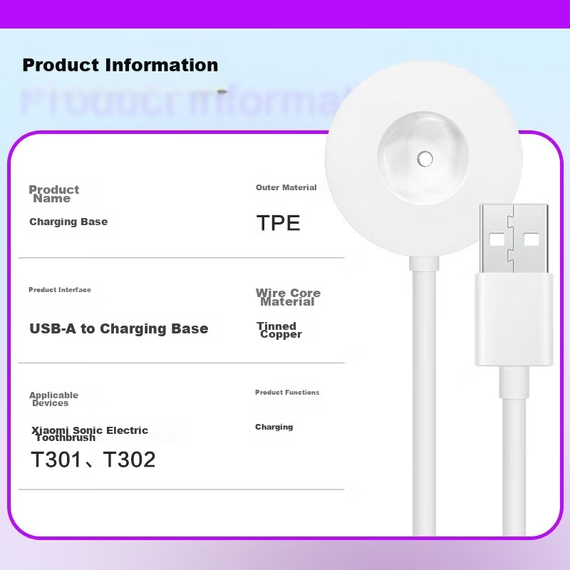 AIDAMO Charging Base Adapter for Xiaomi Electric Toothbrush T301/T302, MiJia MES605/MES608 Charger Charging Cable Stand Docking Station Accessory 6
