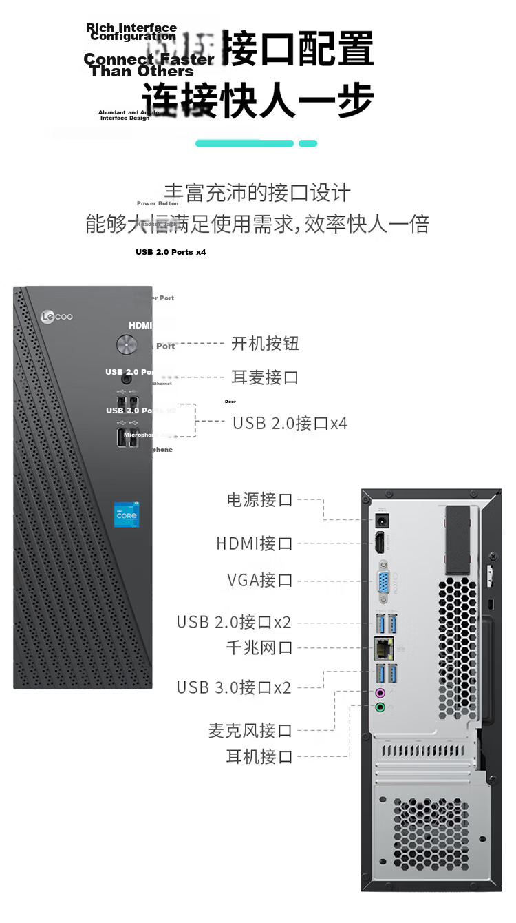 Lenovo Lecoo Cool 310 Business Office Desktop Computer i5-13420H Processor 12GB RAM 512GB SSD 15