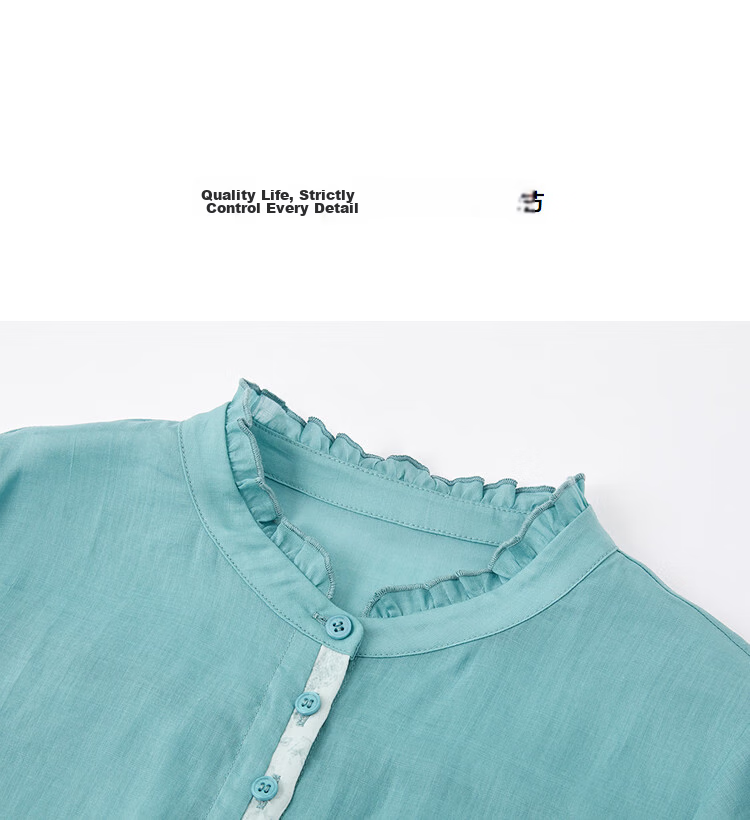 Demana [Ramie Fuchou] Summer Ruffled Collar Three-Quarter Sleeve Loose Slim Cardigan Shirt for Women Premium Quality 15