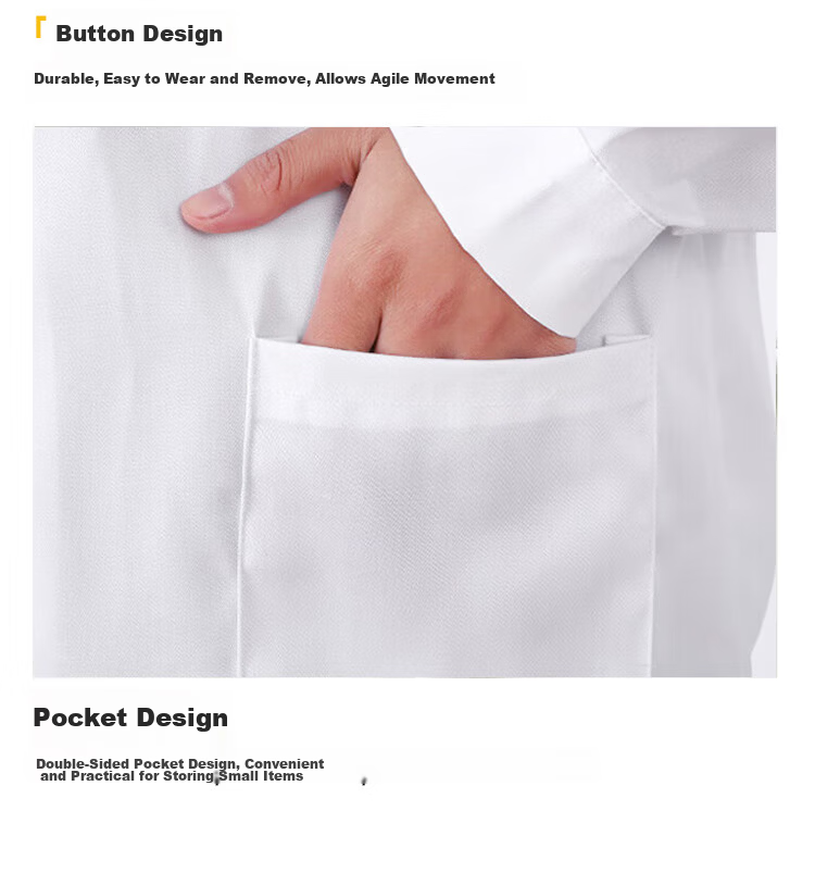 SHENGLI White Lab Coat Work Uniform Laboratory Chemical University Student Lab Coat Hospital-Specific 95% Cotton Men Women Long Sleeve Button-Cuff Style BC416W Size 2XL 11