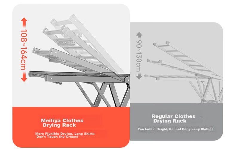 Meiliya Foldable Floor-Standing Clothes Drying Rack for Balcony, Wing-Shaped Mobile Indoor and Outdoor Laundry Rack for Hanging Quilts 9