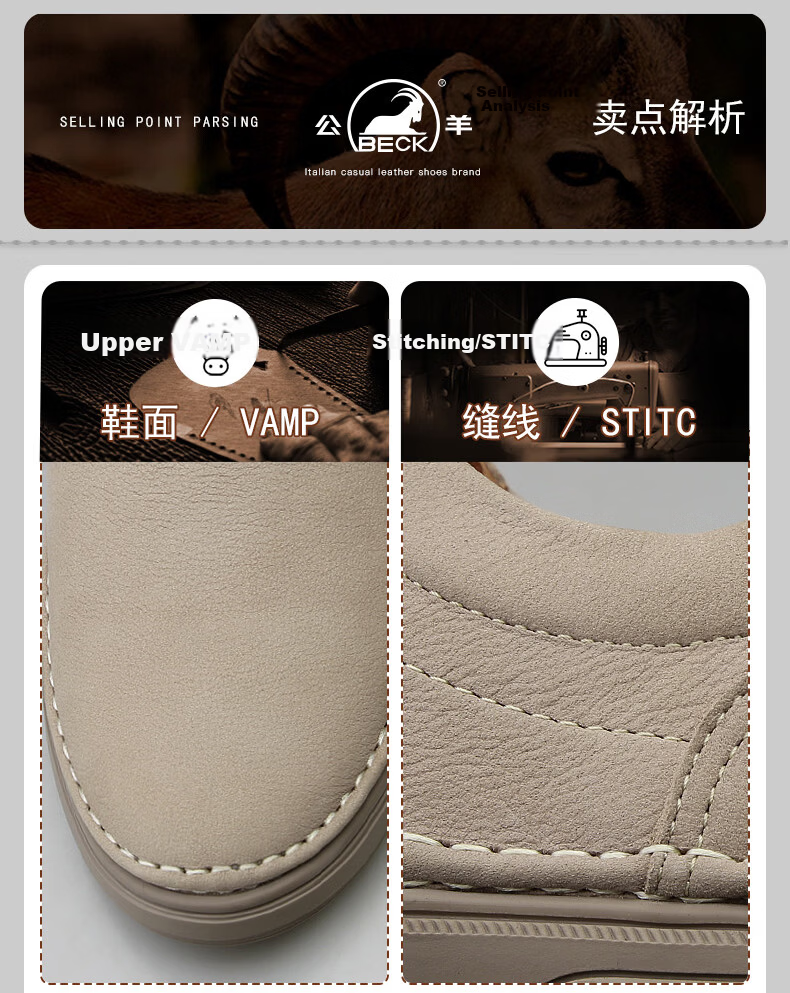 Men's Ram Leather Casual Shoes New Spring Genuine Leather Soft Durable Slip-On Driving Shoes 46