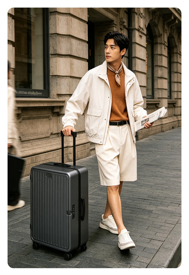 JD Original Wujian One-Click Front Opening Aluminum Frame Suitcase for Men And Women, Large Capacity Carry-On Luggage, Deep Sea Blue, 20 Inches 11