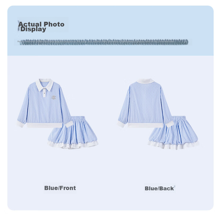Disney Girls' Kids' Spring Autumn 2026 New Stylish Casual Striped Shirt Long Sleeve Skirt Two-Piece Set 10