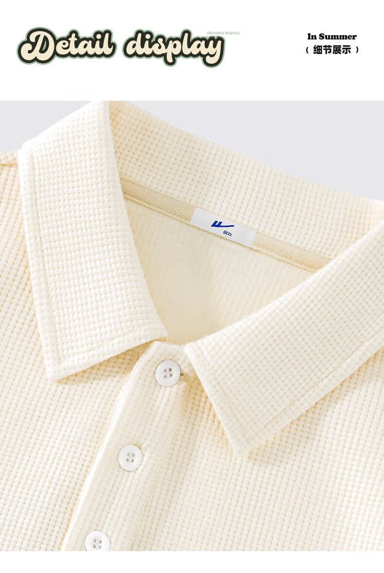 Warrior Men's Summer New Waffle Heavyweight Short Sleeve Polo Shirt Casual Sports T-Shirt White 3XL 17