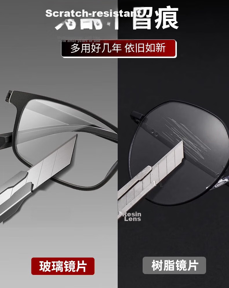 Jimmy Orange Men's Reading Glasses HD Glass Lenses Lightweight Fashion Scratch-Resistant Durable Presbyopia Glasses 200 Degree 3