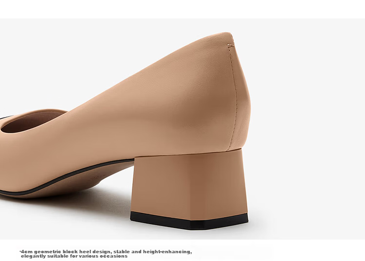 Laird & Dan 2026 Spring Summer Square Toe Colorblock Chanel Style Commuter Mid Block Heel Women's Single Shoes 5T40109 Daiwa Black BKK35 7