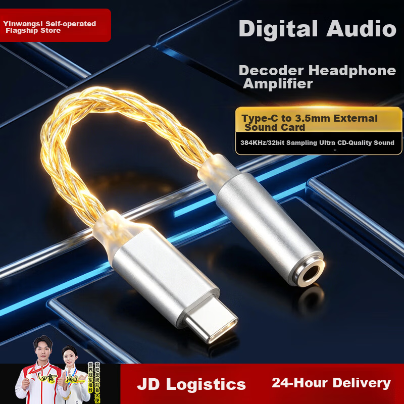 Yinwangsi Wired Earphones HiFi DAC Portable Mini Headphone Amplifier Audio Converter 3.5mm to Type-C Audiophile Grade