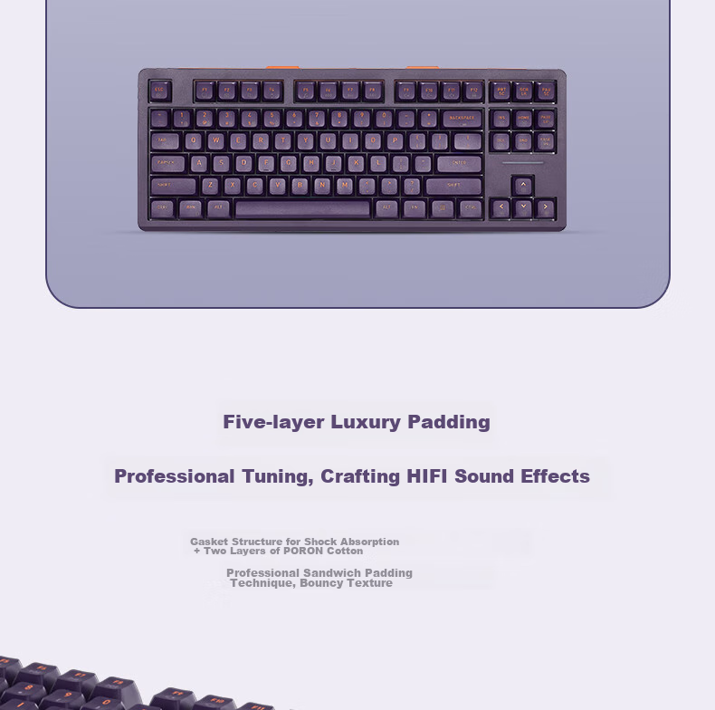 Hyeku Q3pro 87-Key Tri-Mode Wireless Bluetooth Customizable Mechanical Keyboard Hot-Swappable Gasket Structure Keyboard Gaming Office RGB Peach Soft Kaehua BOX Red Switch 8