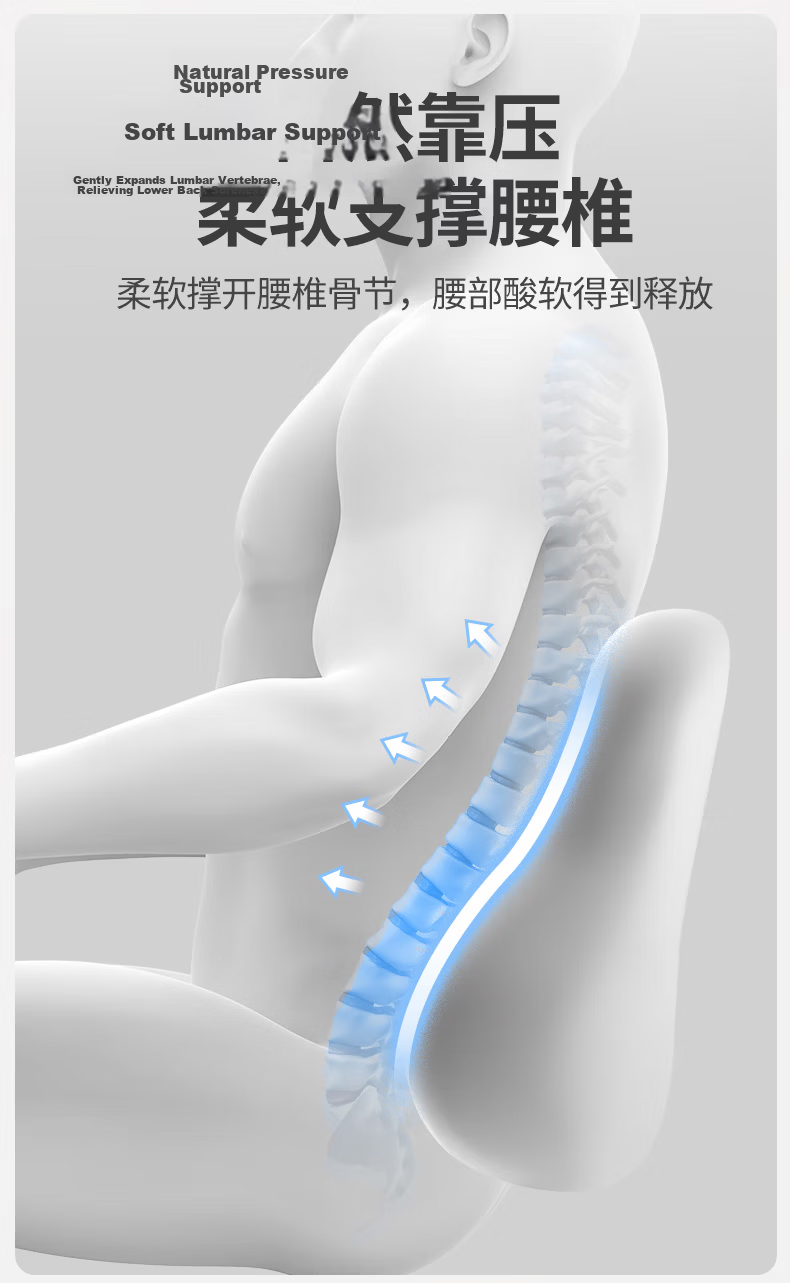 Haoqishi Car Lumbar Support Cushion Backrest Waist Pillow for Driving Office Chair Seat Back Support 6