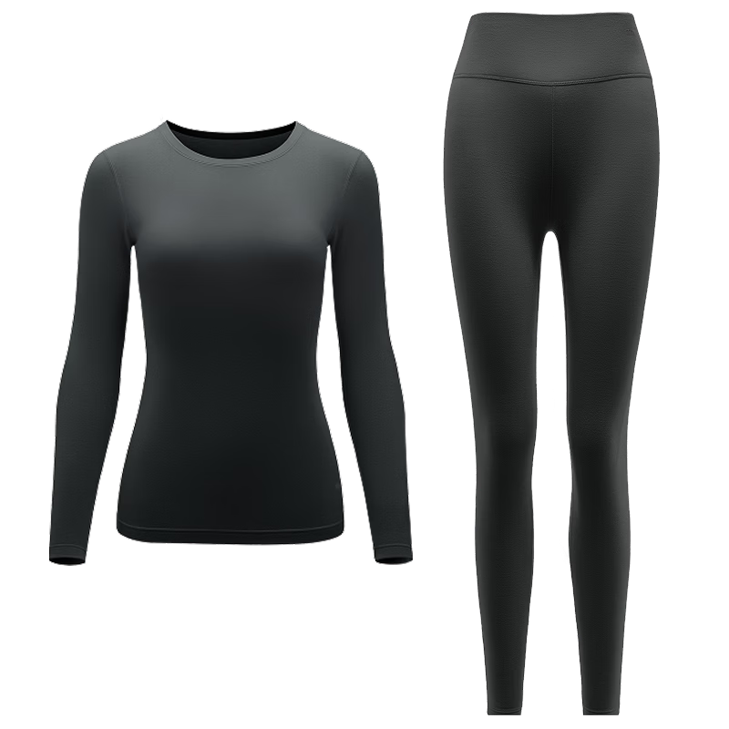 Beneunder Thermal Underwear Set Autumn Shirt and Pants Moisturizing Warm Women's Set [Medium Warm] Manmu Black M
