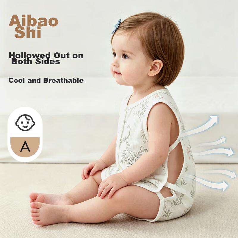 Aibao Baby Summer Thin Sleeveless Romper Bodysuit Newborn Crawling Suit T350 Platycodon 80cm