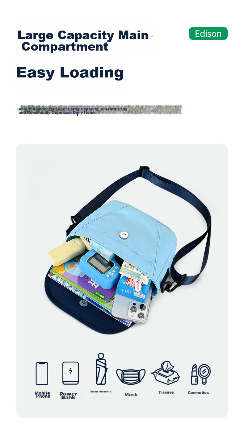 Edison Primary School Student Single Shoulder Bag Fashion Trendy Outdoor Lightweight Travel Study Children Crossbody Bag W19-2 Purple 7