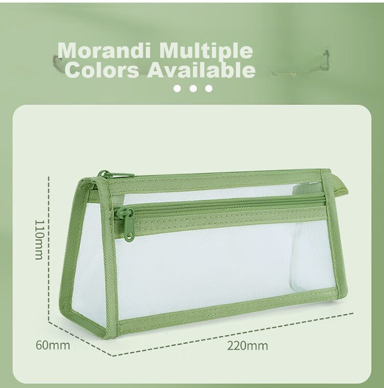 Meijiwan Double-Layer Minimalist Transparent Large-Capacity Exam Pencil Case Student Ins Style Stationery Box Boys Girls High-Value Ivory White 2