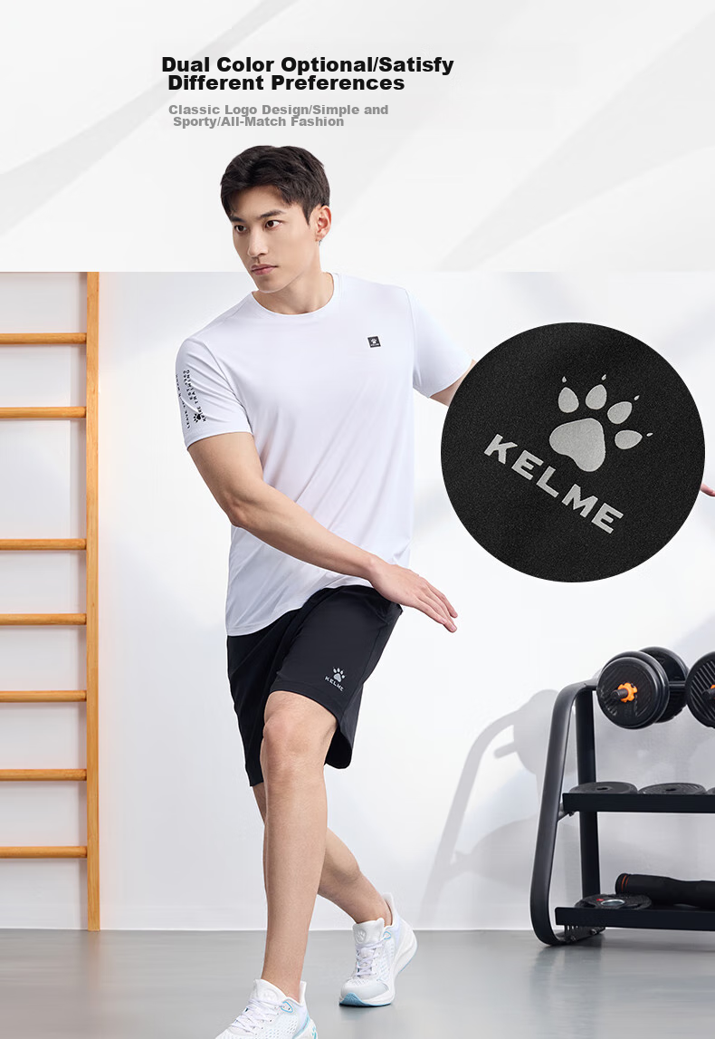 KELME Men's Sports Shorts, Woven Quick-Dry Training Running Shorts, Lightweight Breathable Knee-Length Shorts, Black, XL 9