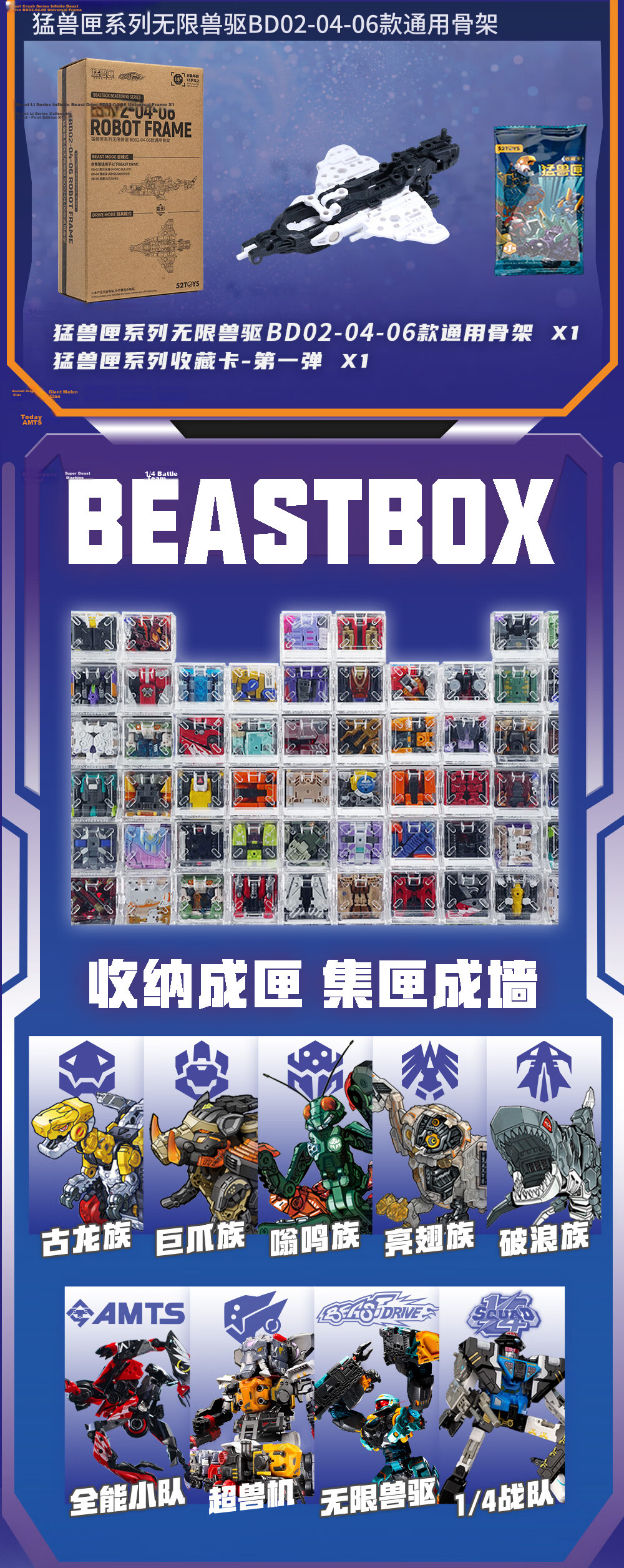 52TOYS Beast Box Series Infinite Beast Drive Armor - Vortex - Phantom Blue Transforming Toy Mecha for Ages 14+ 12