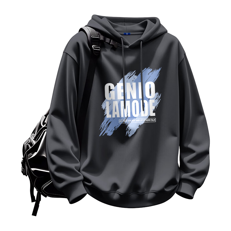 GENIOLAMODE Men's Hoodie, Autumn Fashion Casual Simple Printed Sweatshirt for Teenagers And Young Men, Dark Gray, 3XL