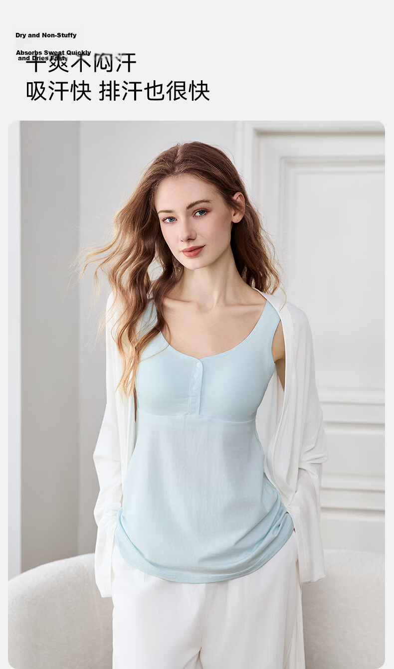 EMXEE Maternity Nursing Tank Top Pure Cotton Bra-Free Camisole with Chest Pads Breastfeeding Cover for Pregnant Women XL 9