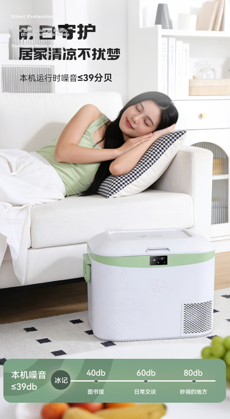Bingji Car Refrigerator with Compressor Cooling, 22L Capacity, for Car And Home Use, Suitable for Sedans, 12V for Cars, 24V for Trucks, 220V for Home Use, Freezing And Refrigeration Functio 12