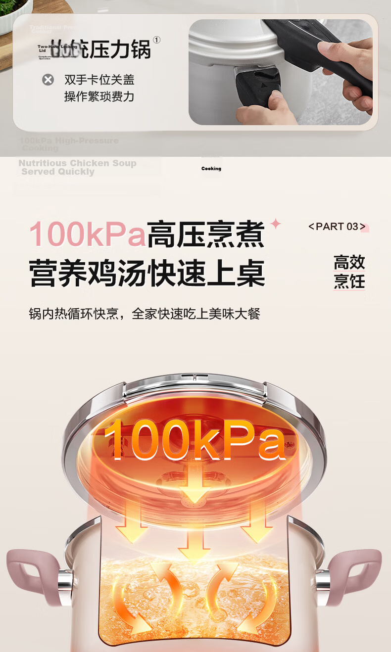 SUPOR 5L 304 Stainless Steel Explosion-Proof Pressure Cooker for 2-3 People with One-Handed Operation, Eucalyptus Green 6