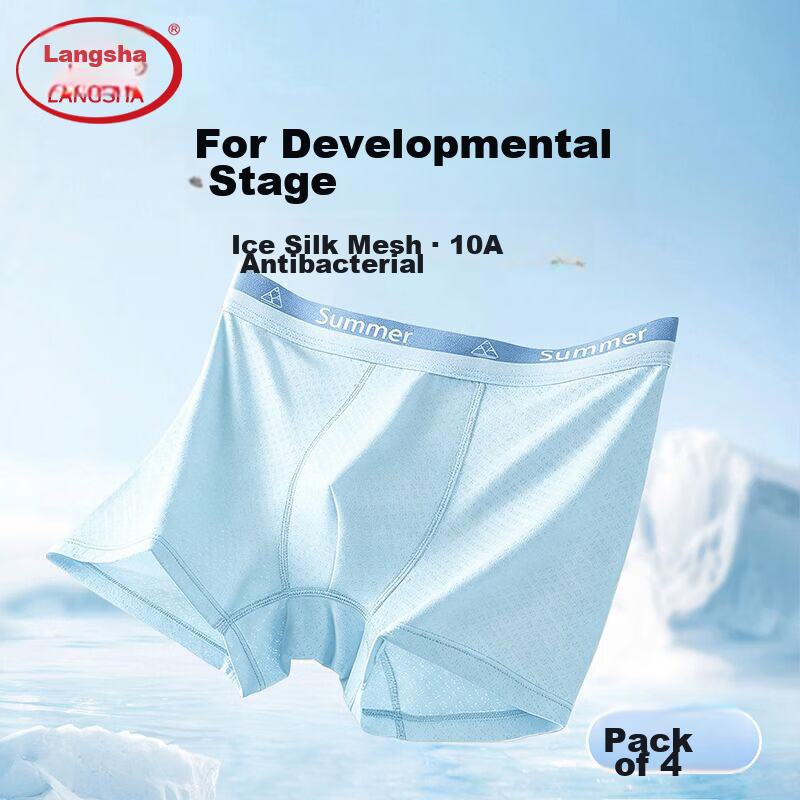 Langsha Youth Boys Ice Silk Summer Thin Breathable Antibacterial Boys Development Period Shorts Underwear