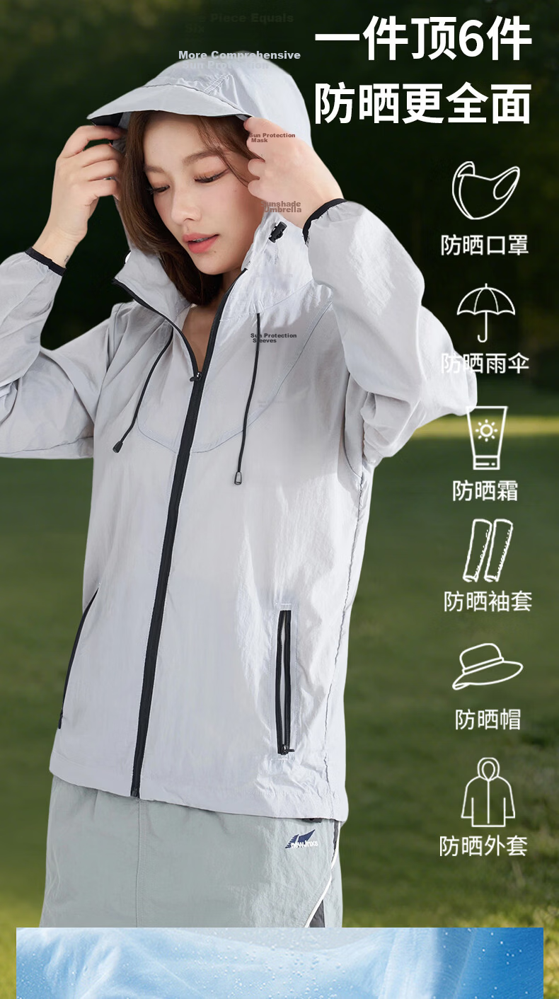 Langsha Women's Breathable Quick-Dry Outdoor Sun Protection Jacket Ice Silk Skin Jacket with Hood Glacier Gray S 4
