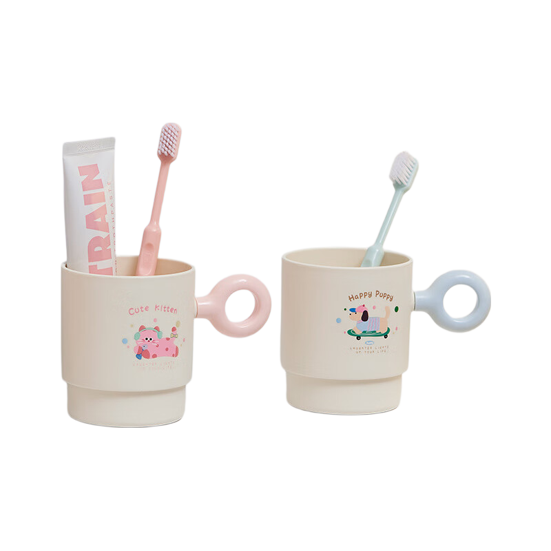 Fanye's Cartoon Mouthwash Cups Set of 2 Children's Toothbrush Cups Student Dormitory Dental Cups Home Portable Couples Tooth Cups