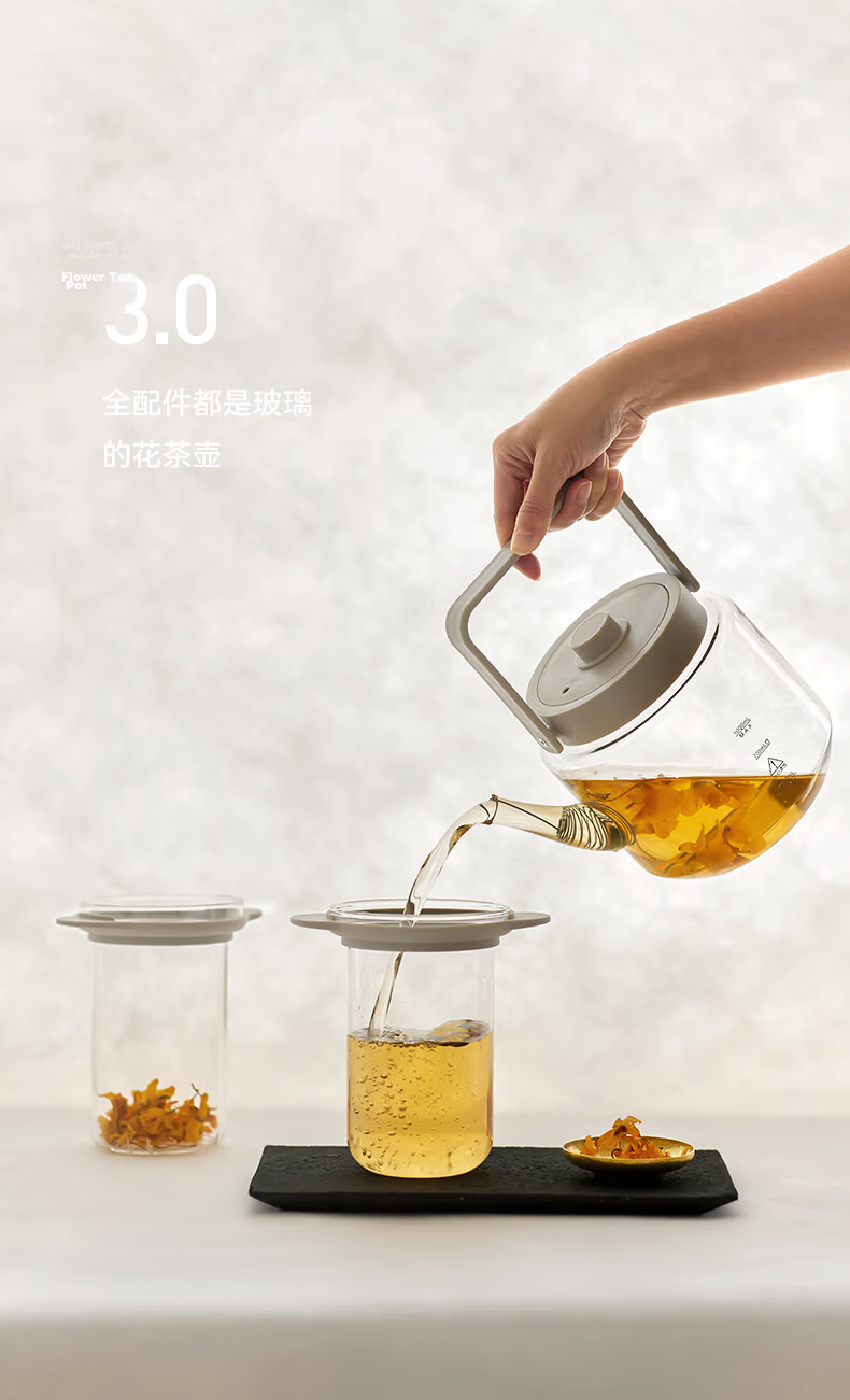 Olayks Instant Full Glass Health Kettle Pure Glass Glue-Free Multifunctional Electric Kettle Office Silent Flower Tea Kettle Automatic Constant Temperature 7
