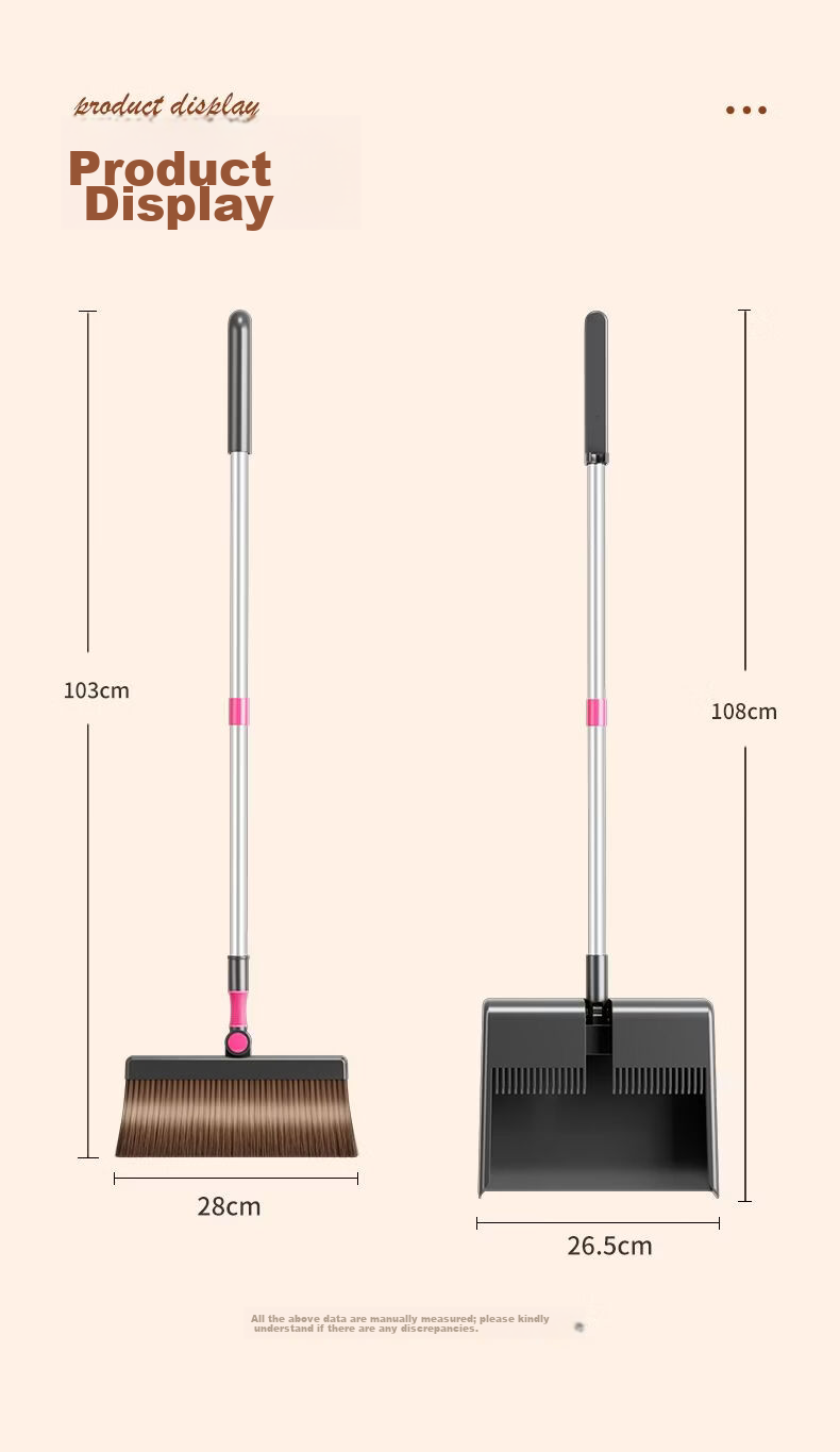 Arrow Brand Broom and Dustpan Set, 2-Piece Household Soft Bristle Broom with Comb Teeth Windproof Dustpan 9