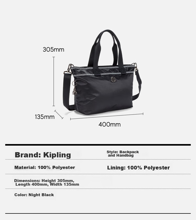 Kipling Colissa S Dark Night Black Crossbody Tote Commuter Laptop Bag Birthday Gift 2